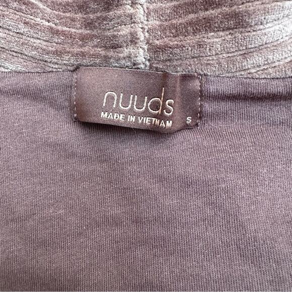 Nuuds Full Zip Ribbed Hoodie Cropped Velvet Cord Velour Loungewear Sweatshirt S - Picture 3 of 11